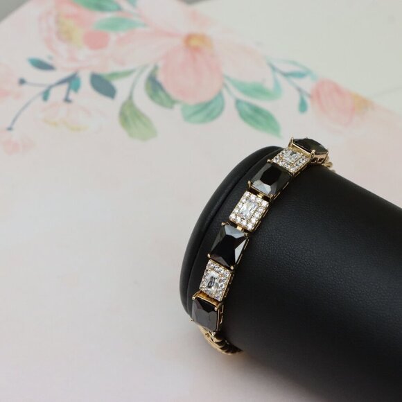 Rose Gold Bracelet with Black and White Stones, XPBL0685 - Picture 8 of 12